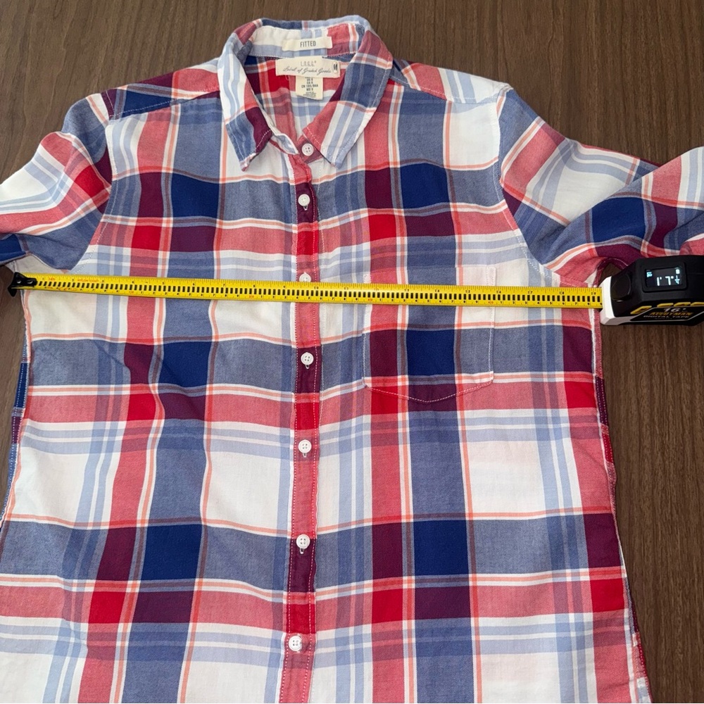 LOGG H&M Women’s Shirt 6 Red White Blue Plaid Button Up‎ Fall Casual Country USA - Picture 10 of 12